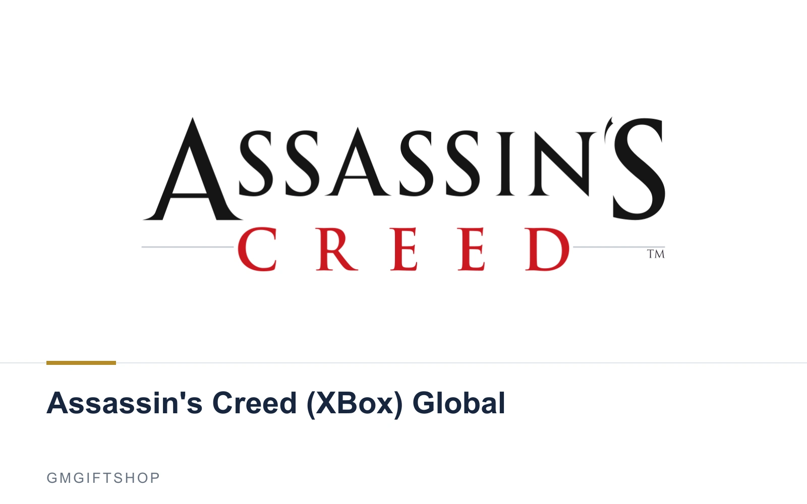 Assassin's Creed (Xbox) Global – GMGiftShop-Markenkarte Assassin's Creed (XBox) Global